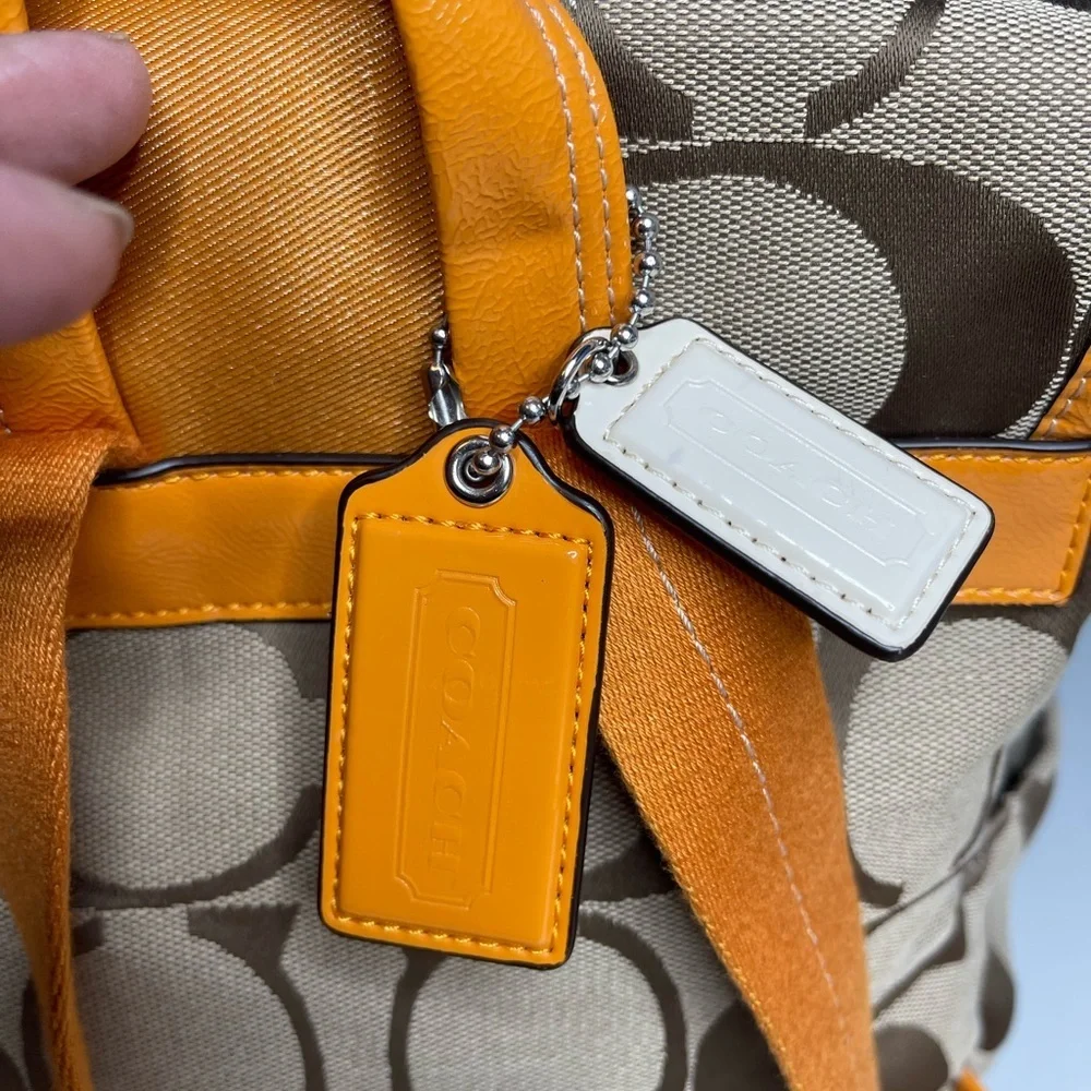 Coach signature pumpkin orange/ Tan adjustable Backpack and Wallet Set with tags
